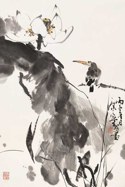 康宁 花鸟 镜心